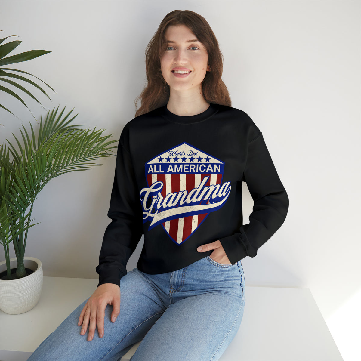 All American Grandma - Unisex Heavy Blend™ Crewneck Sweatshirt