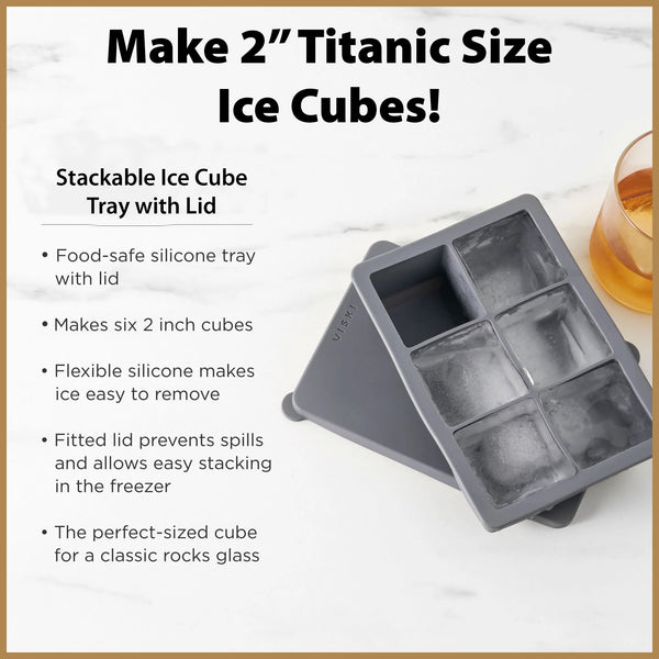 2" Silicone Ice Tray with Lid (makes 6 cubes)