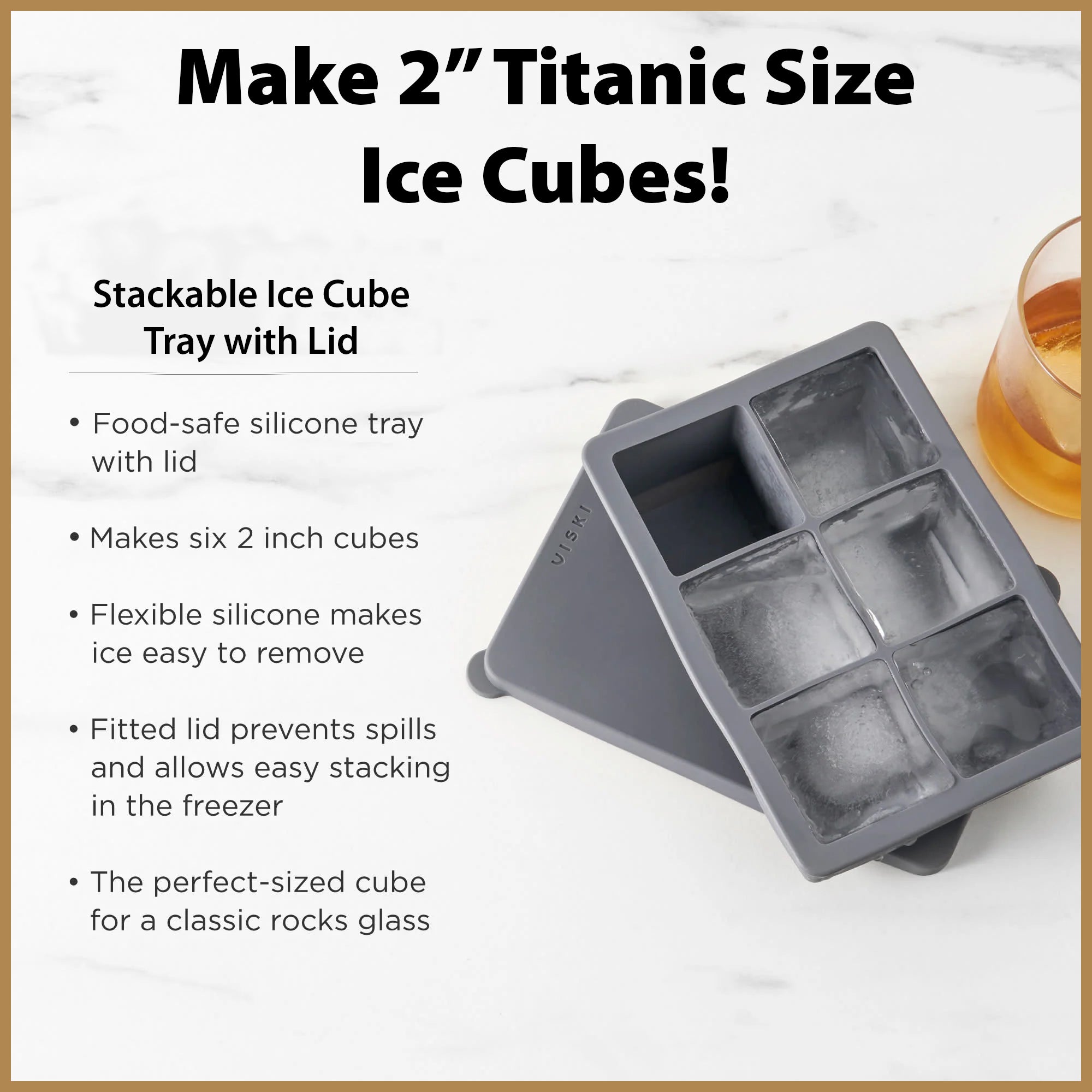 Cook with Color Ice Cube Trays for Freezer with Lid, Silicone Mold Ice  Trays 