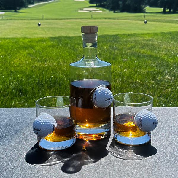 BenShot Golf Ball Gift Set - Decanter & Two Rocks Glasses