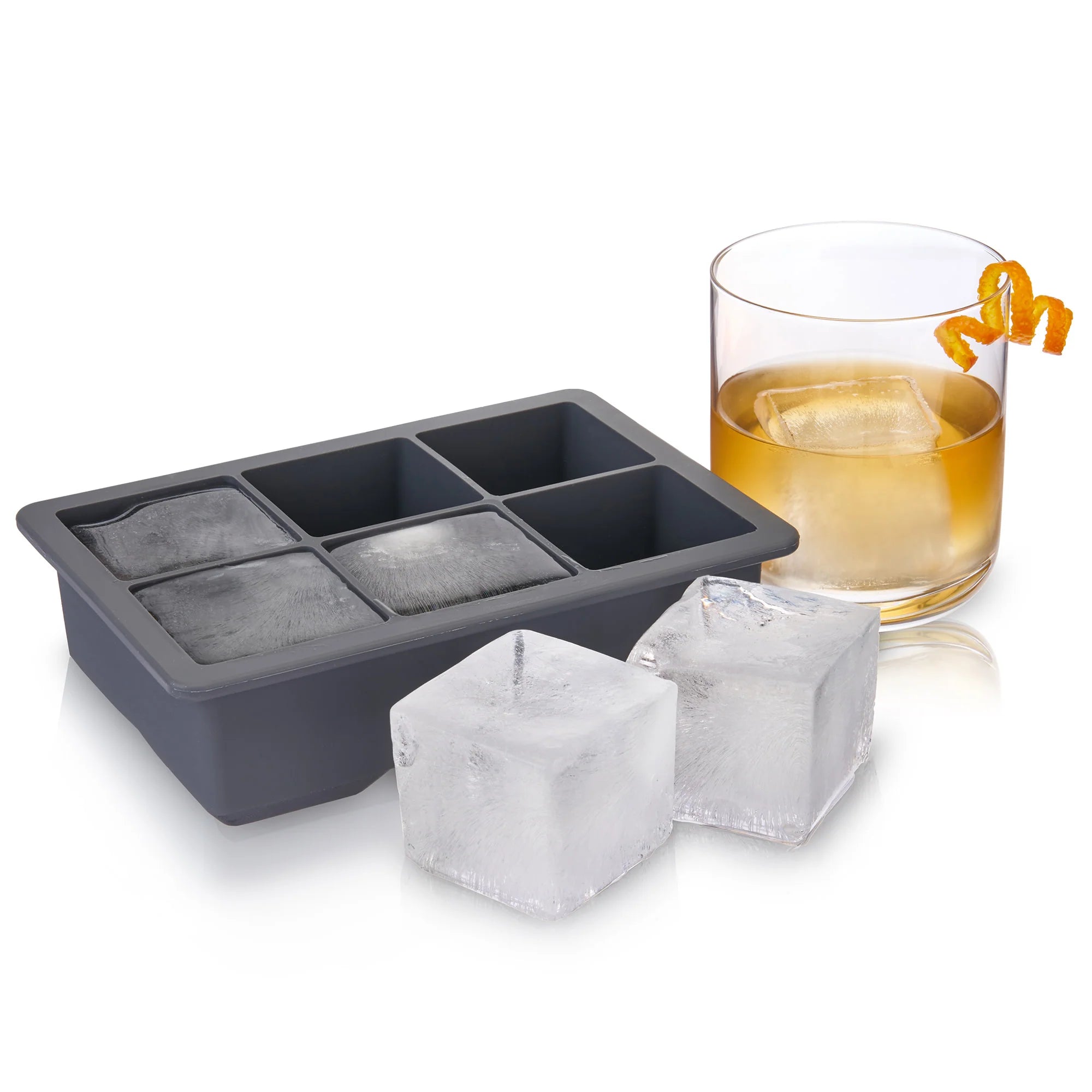 6 Piece Whiskey Ice Cubes Set with Silicone Head Tongs and Ice Cube Trays  Stainless Steel Ice Cubes Reusable