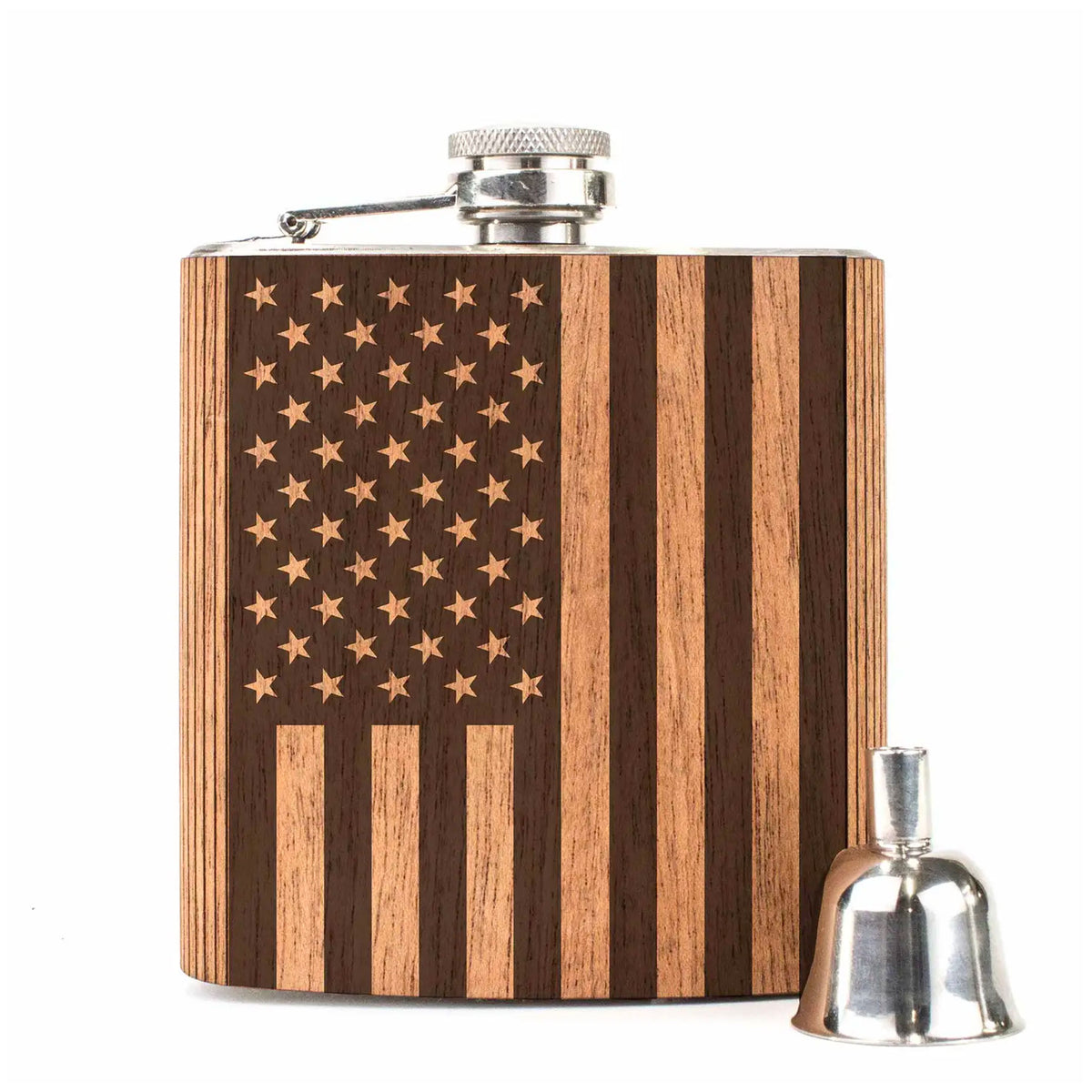 Handcrafted American Edition Mahogany Flask - 6 oz