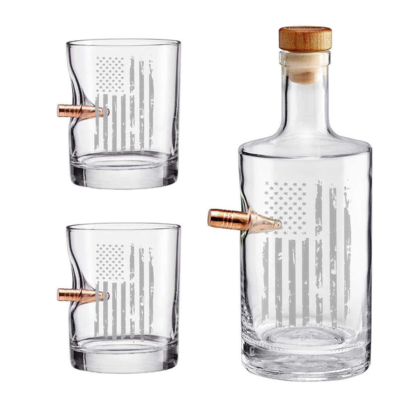 BenShot Patriotic Gift Set - Decanter & Two Rocks Glasses
