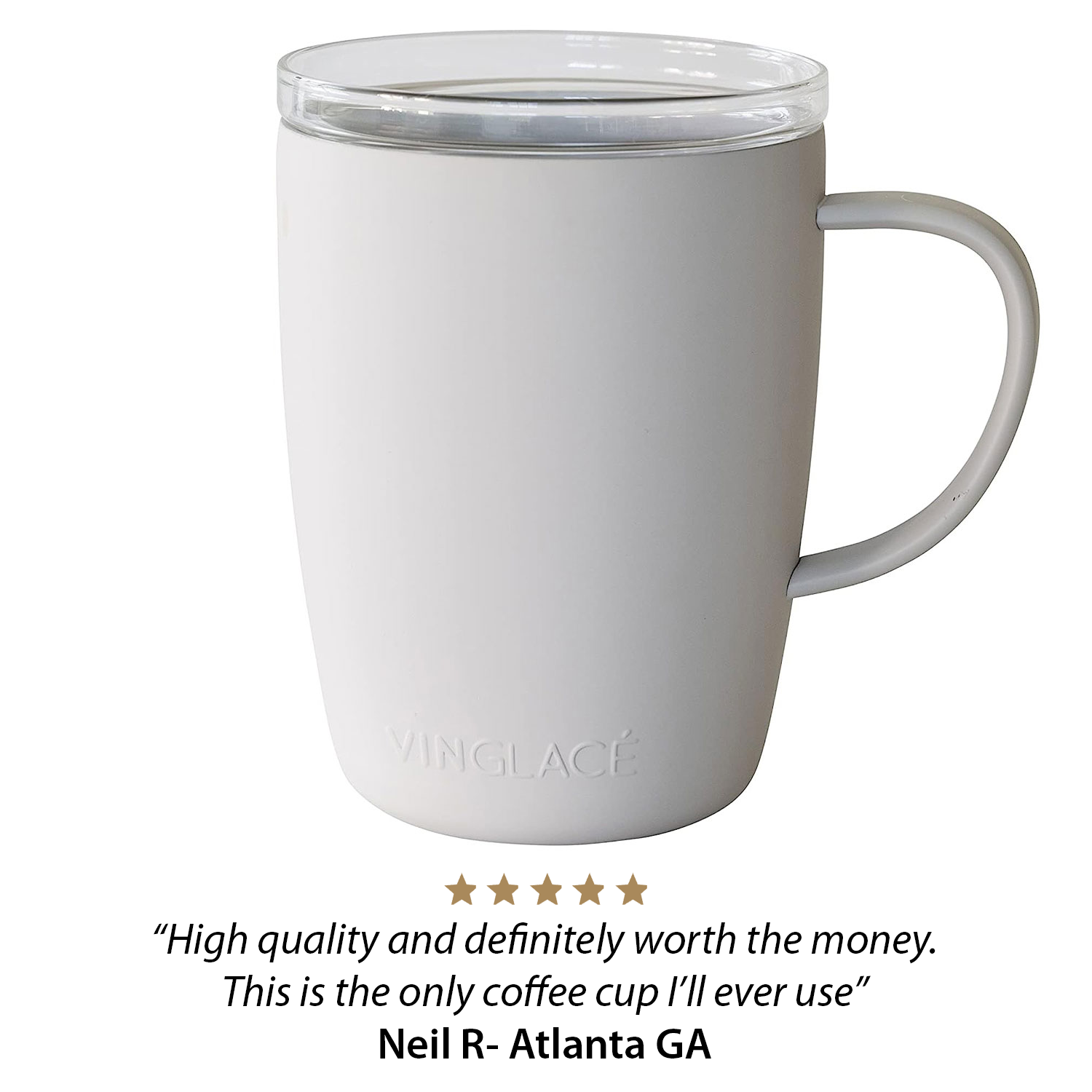 Vinglacé Glass-Lined Double Wall Insulated Coffee Mug with Lid - 12 oz –  UnMask
